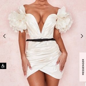 House of cb Agatha Ivory organza mini dress